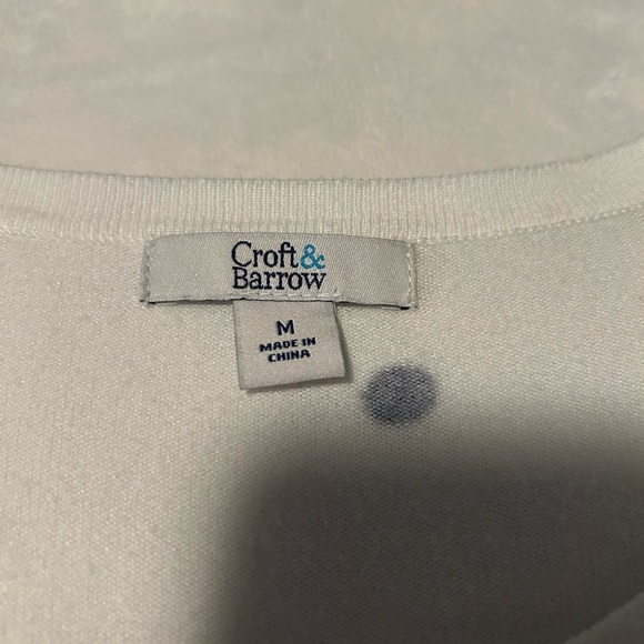 Croft & Barrow White and Black Cardigan with Polka Dot Pattern - Picture 3 of 7